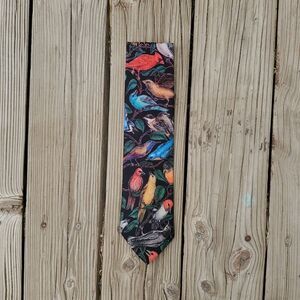 D'em Crazy Colorful Bird Print Novelty Necktie - Fun Animal Pattern Tie